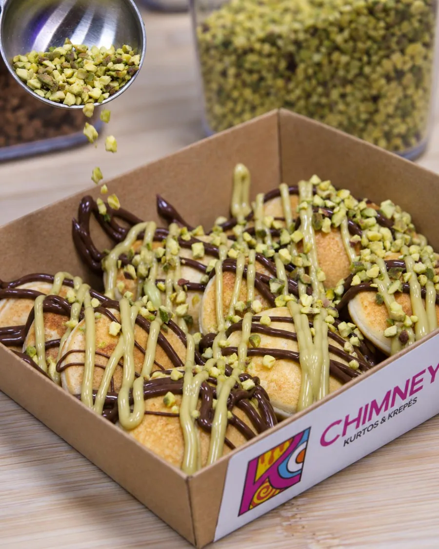 Mini pancakes con pistacho Chimney